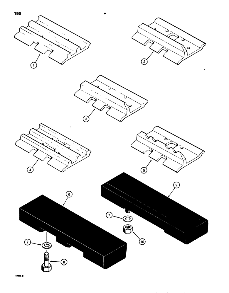 Схема запчастей Case 850B - (190) - TRACK SHOES, TRIPLE GROUSER - CLOSED (04) - UNDERCARRIAGE