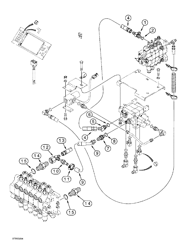 Схема запчастей Case 570LXT - (8-040) - BASIC AUXILLARY HYDRAULICS, MODELS WITH OR WITHOUT EXTENDABLE DIPPER, *ALTERNATE CONFIGURATION (08) - HYDRAULICS