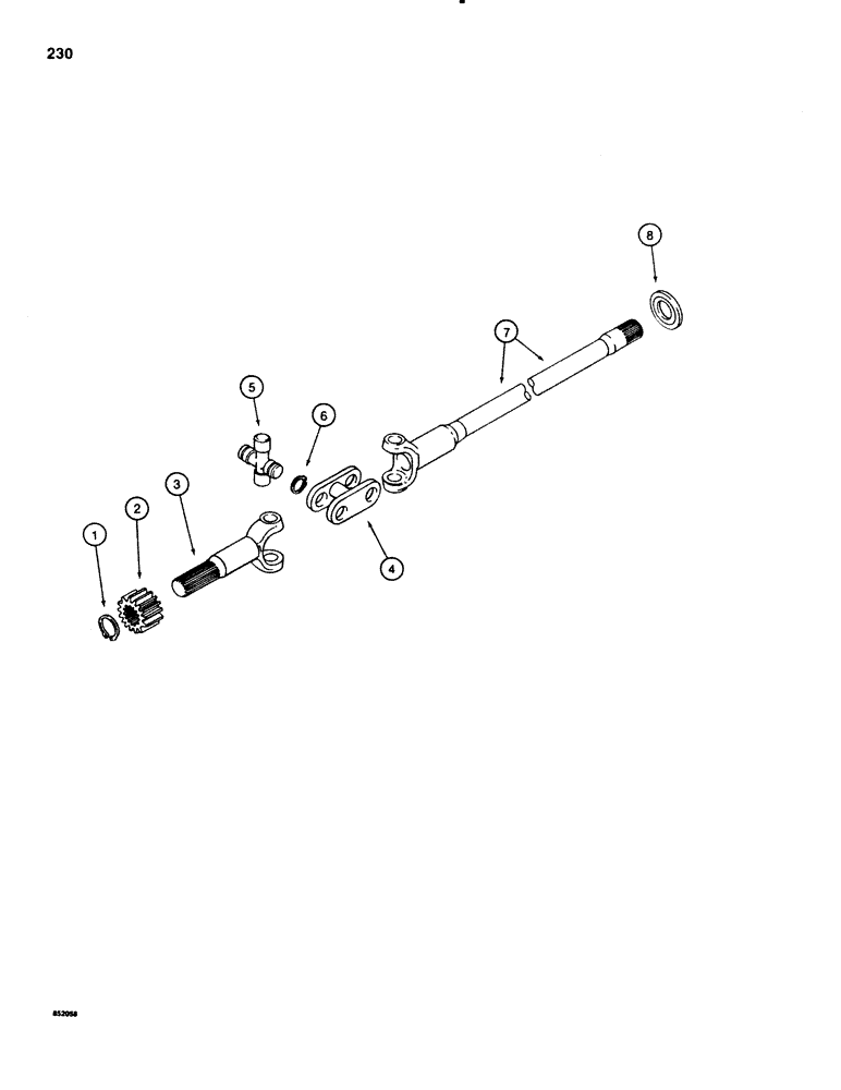 Схема запчастей Case 580E - (230) - FRONT DRIVE AXLE, AXLE SHAFTS (06) - POWER TRAIN