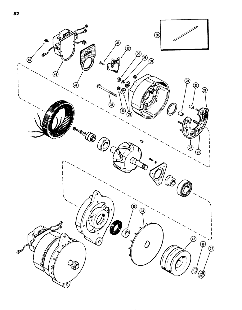 Схема запчастей Case 850B - (082) - R36587 ALTERNATOR, 42 AMP-24 VOLT, U.S. STANDARD EXTERNAL EXTERNAL THREADS (06) - ELECTRICAL SYSTEMS