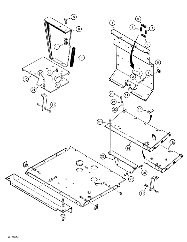 Схема запчастей Case 480F - (9-100) - FLOOR PLATES AND FIREWALL, 480F MODELS ONLY (09) - CHASSIS/ATTACHMENTS