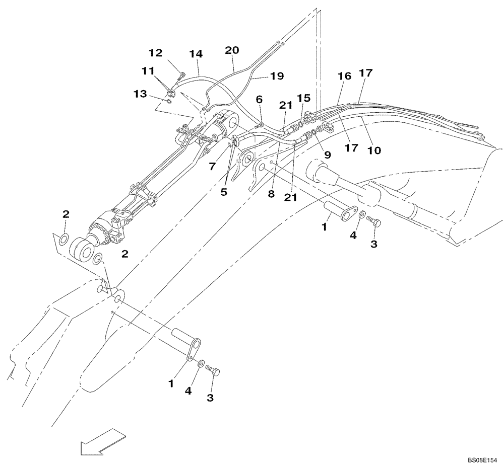 Схема запчастей Case CX350B - (08-23) - HYDRAULICS - ARM CYLINDER, MODELS WITH LOAD HOLD (08) - HYDRAULICS