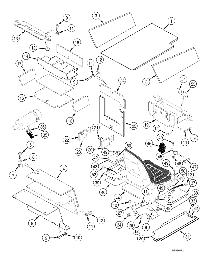 Схема запчастей Case 1845C - (09-40) - NOISE KIT (84DB EEC APPROVED) (09) - CHASSIS/ATTACHMENTS