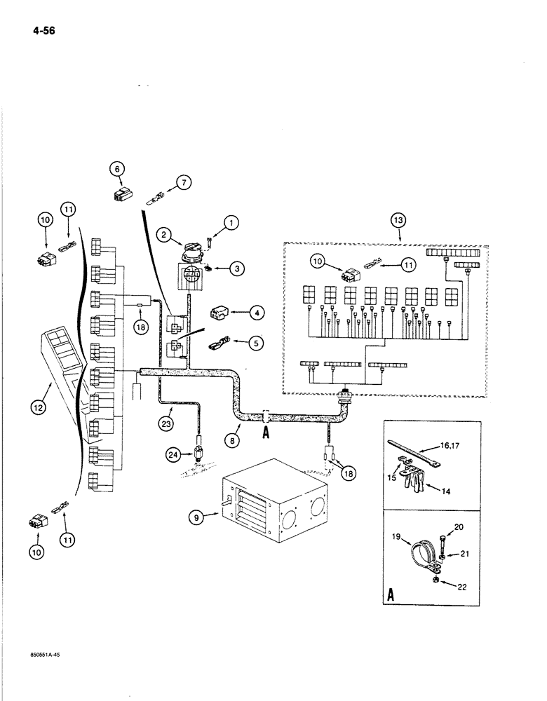 Схема запчастей Case 170B - (4-56) - INSTRUMENT PANEL ELECTRICAL HARNESS, P.I.N. 74341 THROUGH 74441 (04) - ELECTRICAL SYSTEMS