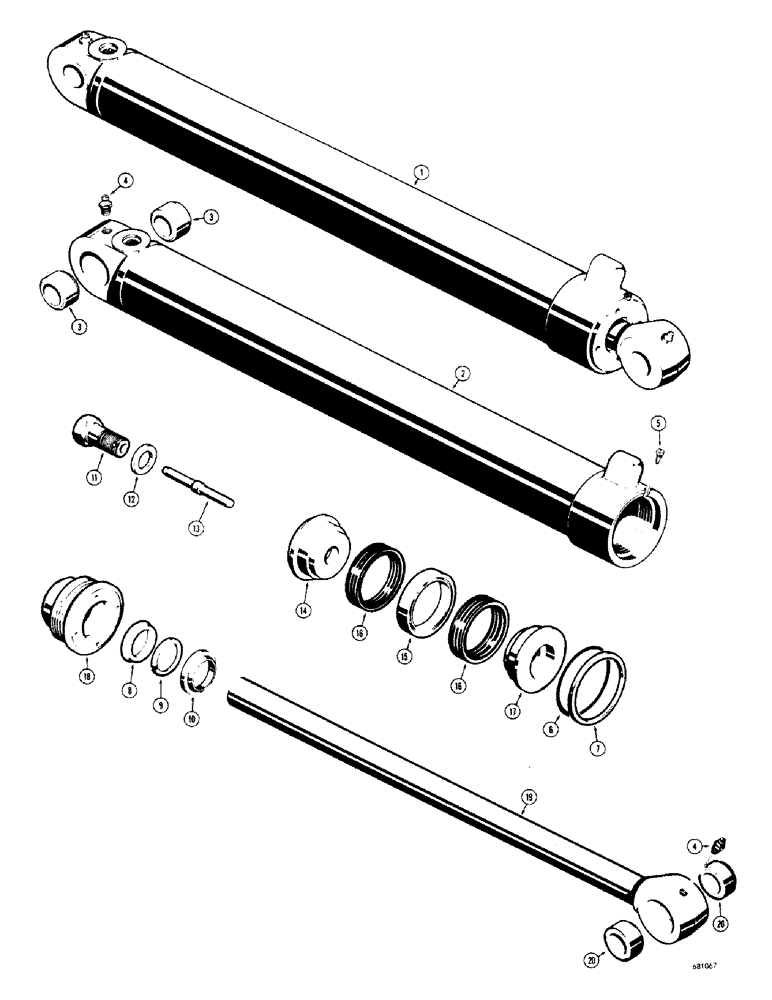 Схема запчастей Case 680CK - (222) - D45503 BACKHOE BOOM CYLINDER (35) - HYDRAULIC SYSTEMS