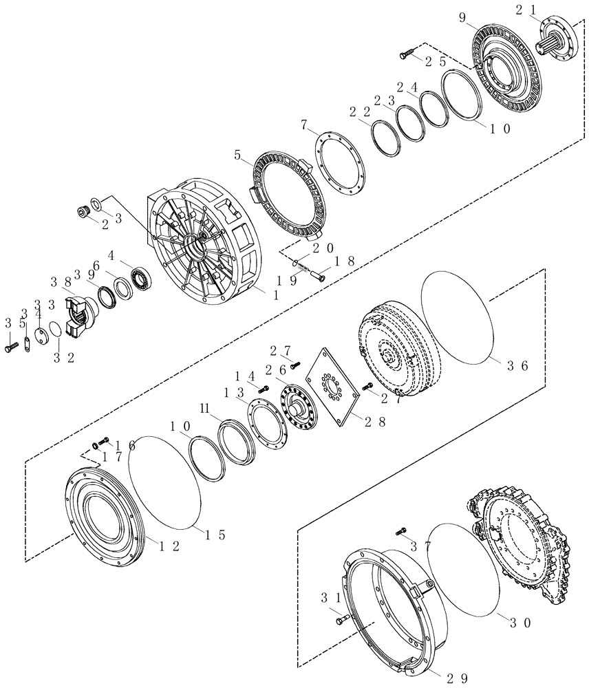 Схема запчастей Case 325 - (1.211/1[03A]) - TRANSMISSION - COMPONENTS - RETARDER OPTION (87456191) (03) - Converter / Transmission