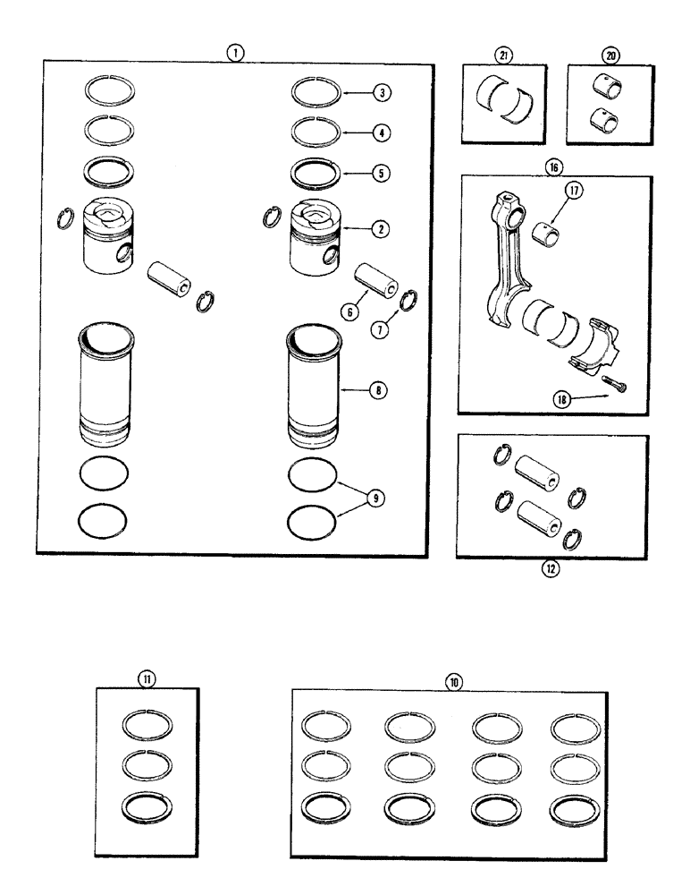 Схема запчастей Case 680CK - (024) - PISTON ASSEMBLY AND CONNECTING RODS, (267B) DIESEL ENGINE (10) - ENGINE