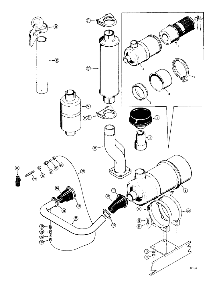 Схема запчастей Case 680CK - (012) - AIR CLEANER AND MUFFLER (10) - ENGINE