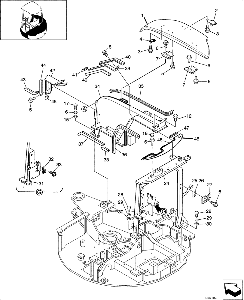 Схема запчастей Case CX31 - (09-12[00]) - COVER - SUPPORTS, CAB (09) - CHASSIS/ATTACHMENTS