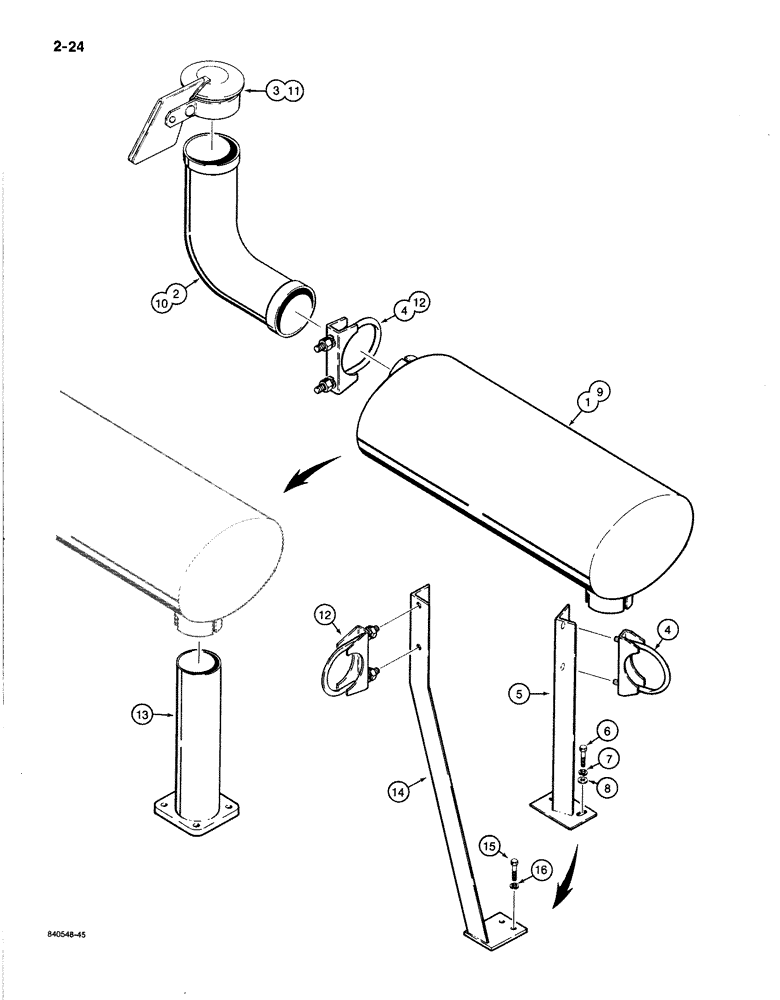 Схема запчастей Case 1080B - (2-24) - MUFFLER AND EXHAUST SYSTEM (02) - ENGINE