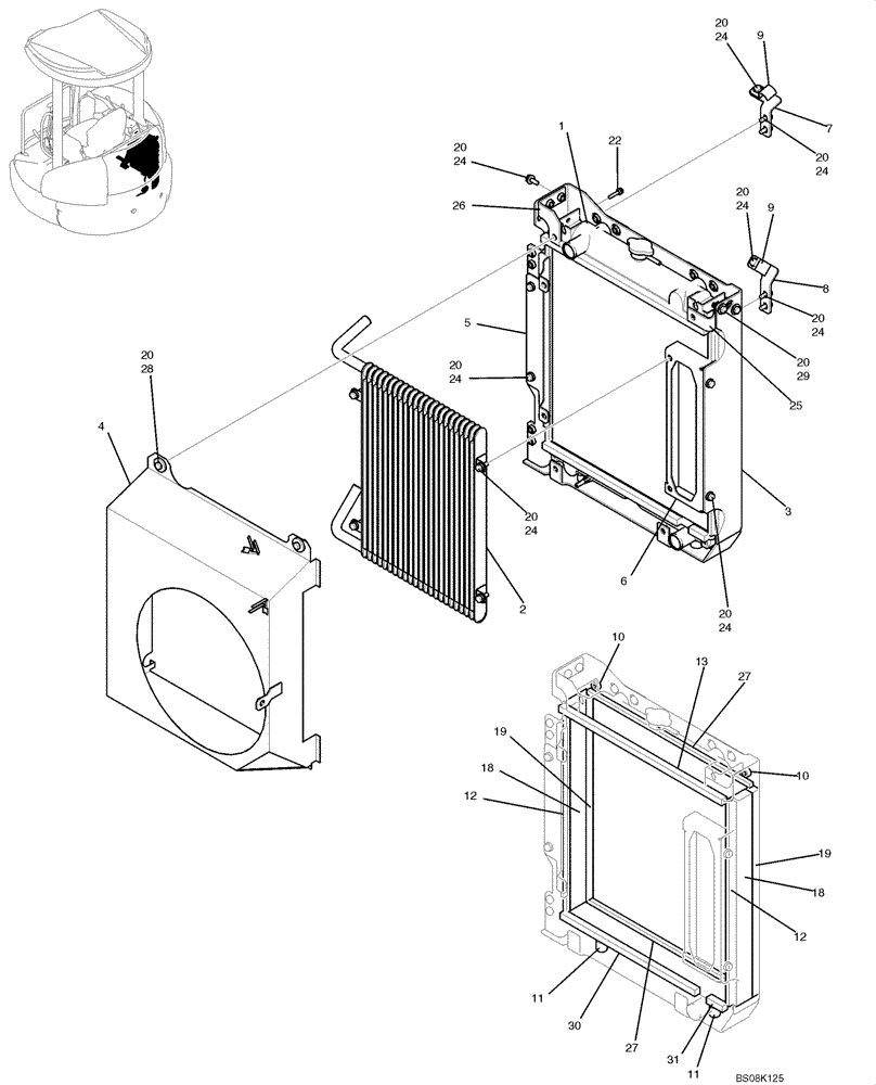 Схема запчастей Case CX50B - (01-008) - RADIATOR ASSY (PH05P00026F1) (05) - SUPERSTRUCTURE