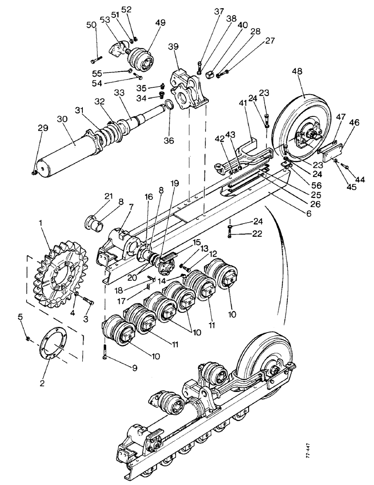 Схема запчастей Case 850 - (F02-1) - TRACK FRAME AND RECOIL SYSTEM - 6 ROLLER (04) - UNDERCARRIAGE