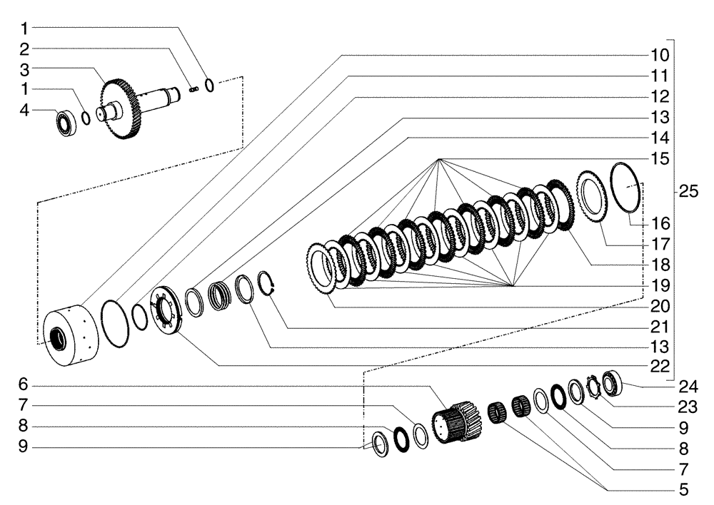 Схема запчастей Case 845B - (06-01[05]) - TRANSMISSION, 2ND SHAFT - (TORQUE CONVERTER) (06) - POWER TRAIN