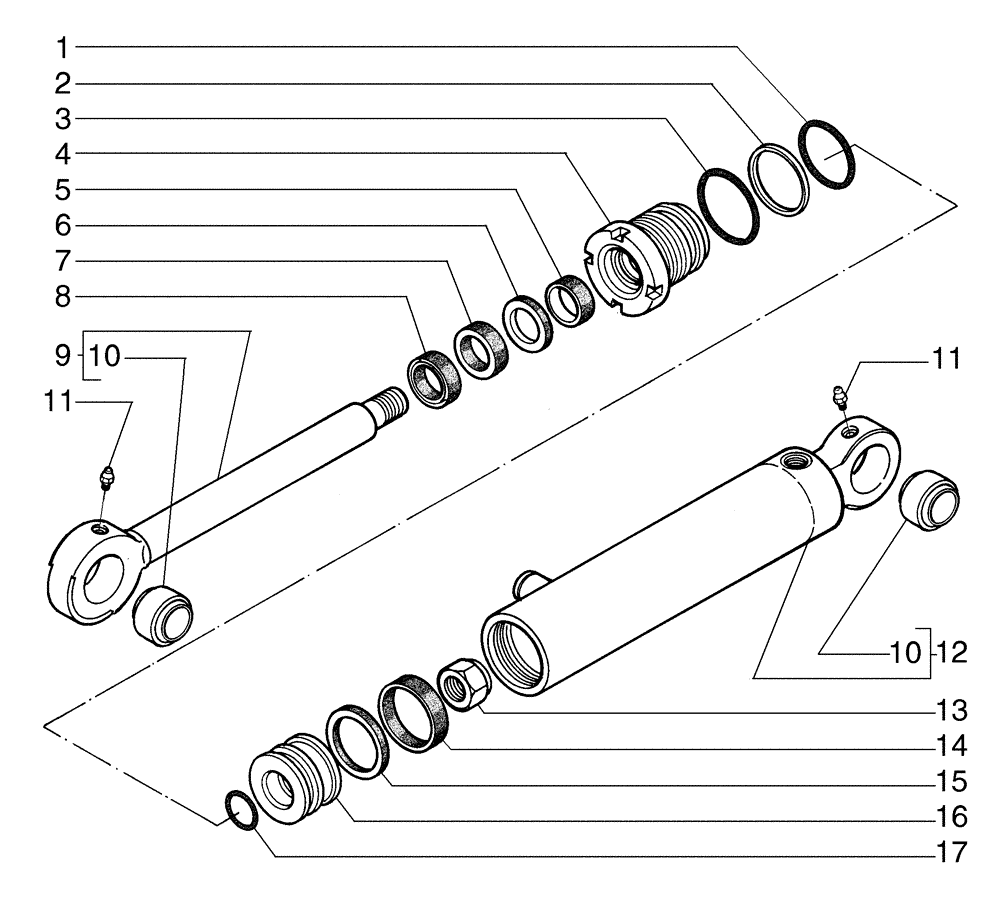 Схема запчастей Case 845B - (08-55[01]) - FRONT WHEEL LEAN CYLINDER (08) - HYDRAULICS