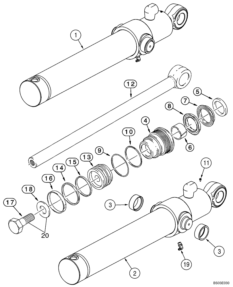 Схема запчастей Case 570MXT - (08-33) - 113133A2 CYLINDER ASSY - LOADER BUCKET (08) - HYDRAULICS