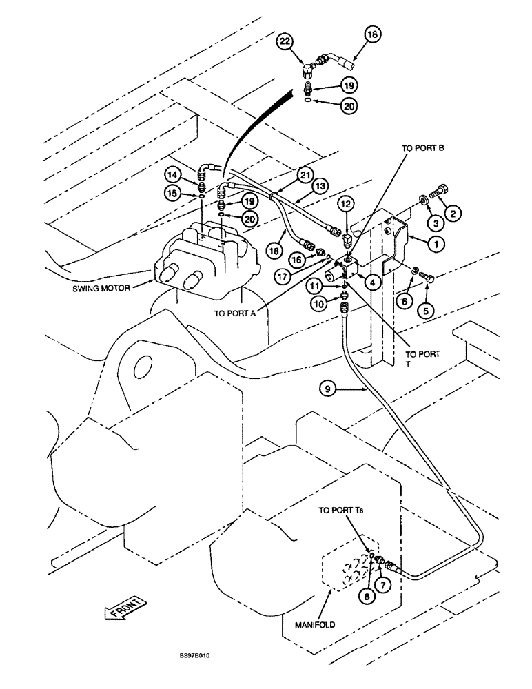 Схема запчастей Case 9045B - (8-046) - FREE SWING CIRCUIT (08) - HYDRAULICS