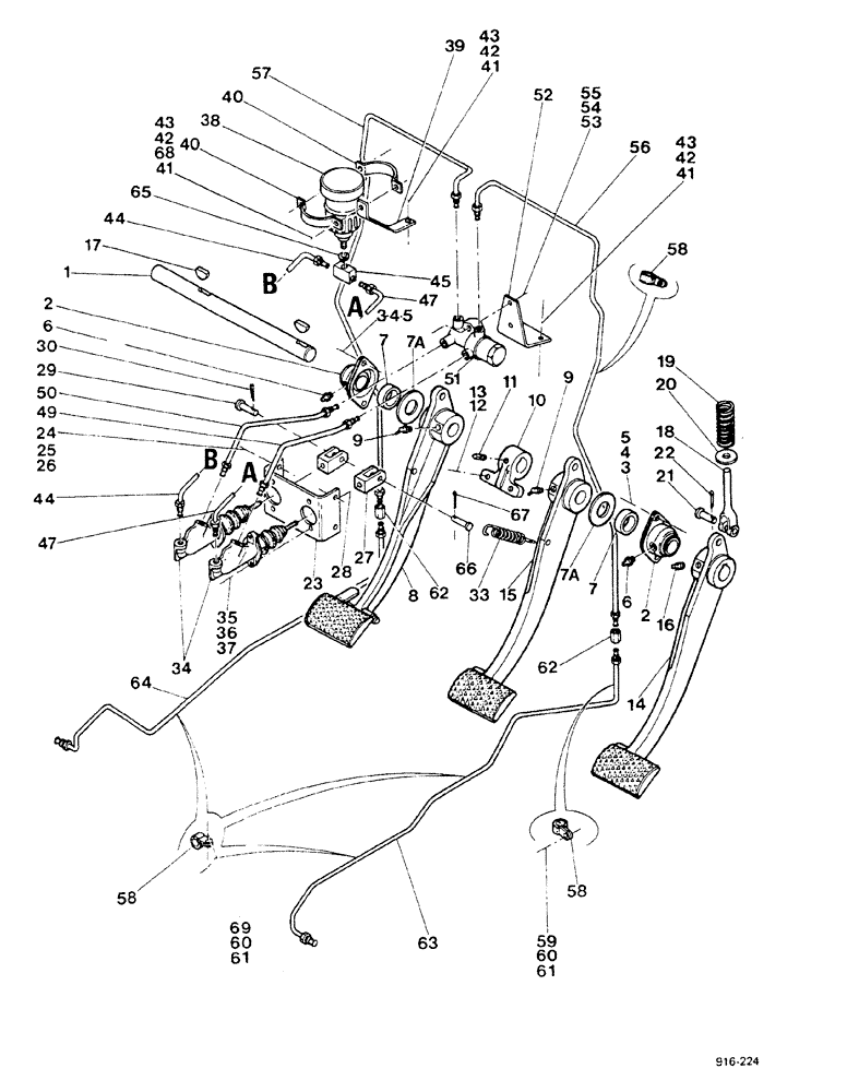 Схема запчастей Case 580F - (126) - BRAKE SYSTEM, POWER SHUTTLE MODELS (33) - BRAKES & CONTROLS