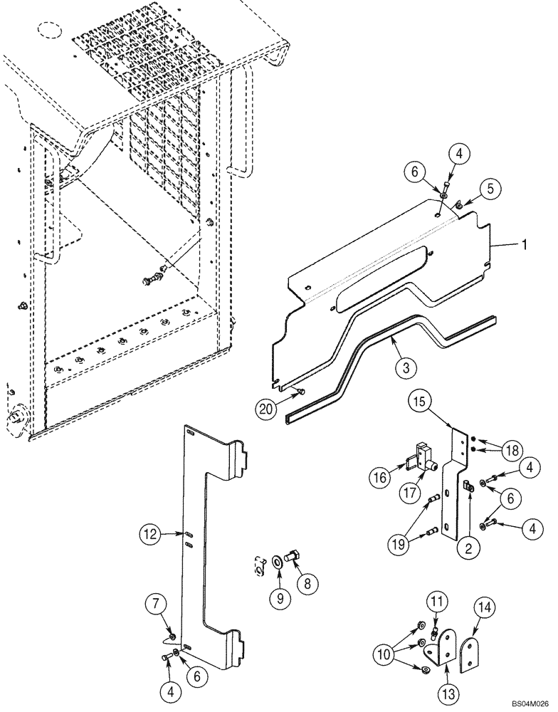 Схема запчастей Case 445 - (09-28A) - DOOR, FRONT - MOUNTING, FRAME (09) - CHASSIS