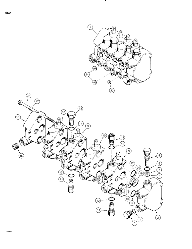 Схема запчастей Case SD100 - (462) - H588566 FOUR SPOOL CONTROL VALVE (35) - HYDRAULIC SYSTEMS