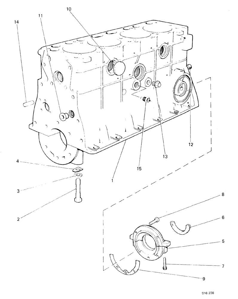 Схема запчастей Case 580F - (016) - ENGINE, CYLINDER BLOCK (10) - ENGINE