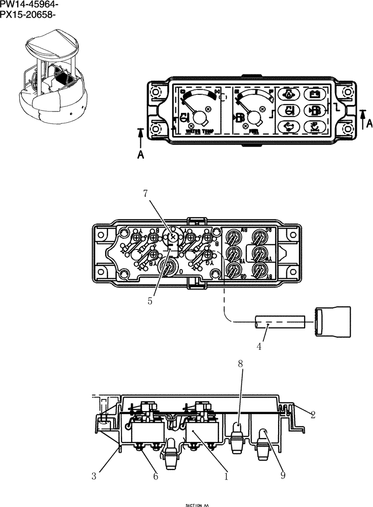 Схема запчастей Case CX31B - (265-01[1]) - GAUGE ASSEMBLY CLUSTER (00) - GENERAL & PICTORIAL INDEX