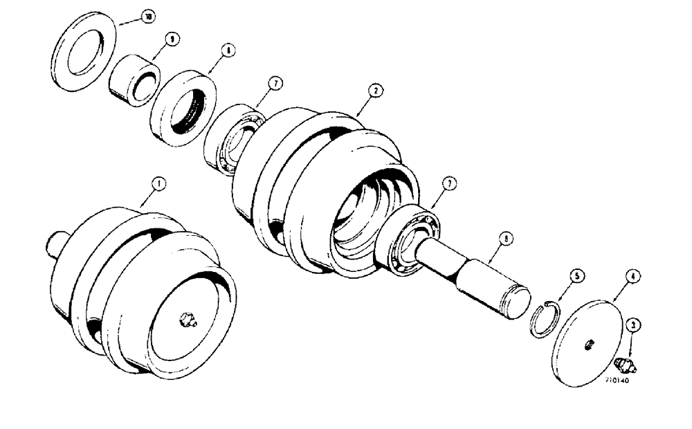 Схема запчастей Case 350 - (158[1]) - TRACK CARRIER ROLLER (04) - UNDERCARRIAGE