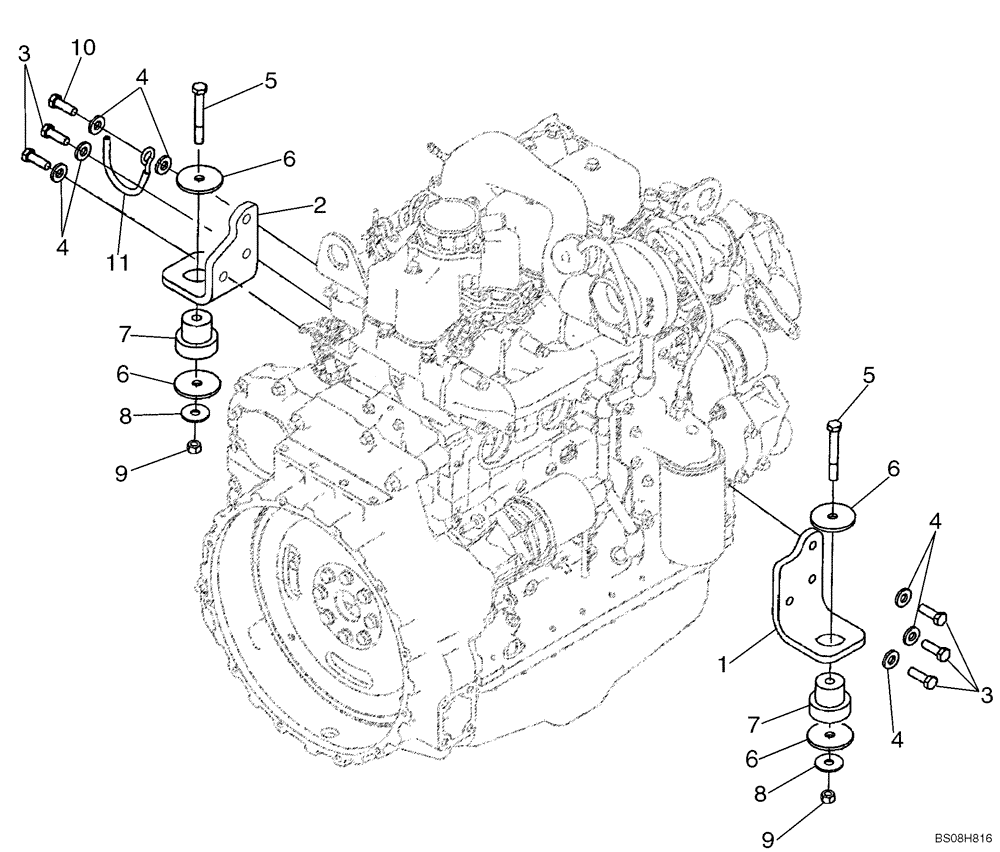 Схема запчастей Case 580M - (02-07) - ENGINE - MOUNTING (02) - ENGINE