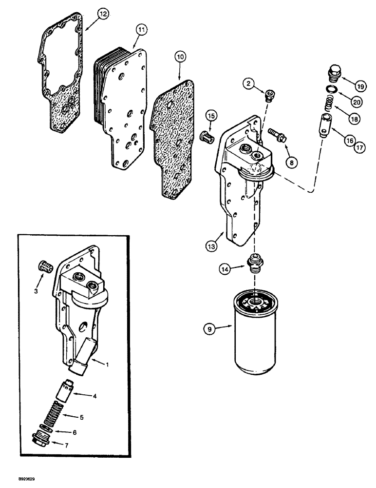 Схема запчастей Case 1088 - (2-36) - OIL FILTER AND COOLER, 6T-590 ENGINE (02) - ENGINE