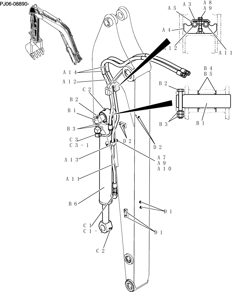 Схема запчастей Case CX50B - (876-01[1]) - HYDRAULIC LINES, ARM 1.87M (35) - HYDRAULIC SYSTEMS