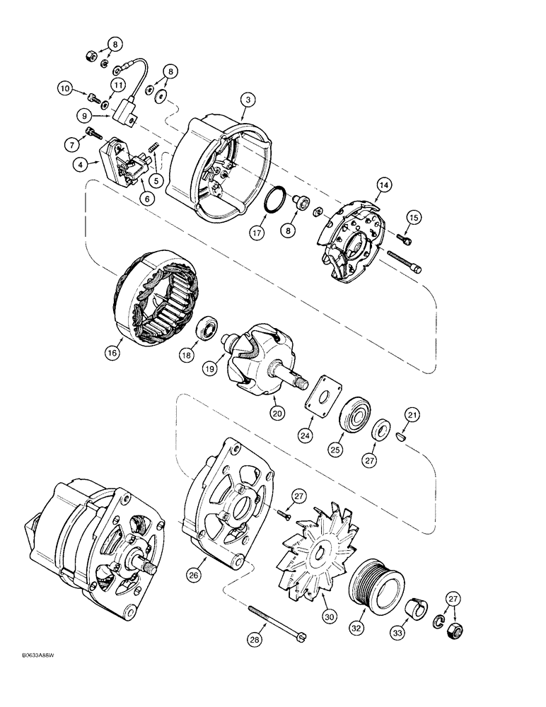 Схема запчастей Case 480F - (4-02) - A186125 ALTERNATOR (04) - ELECTRICAL SYSTEMS