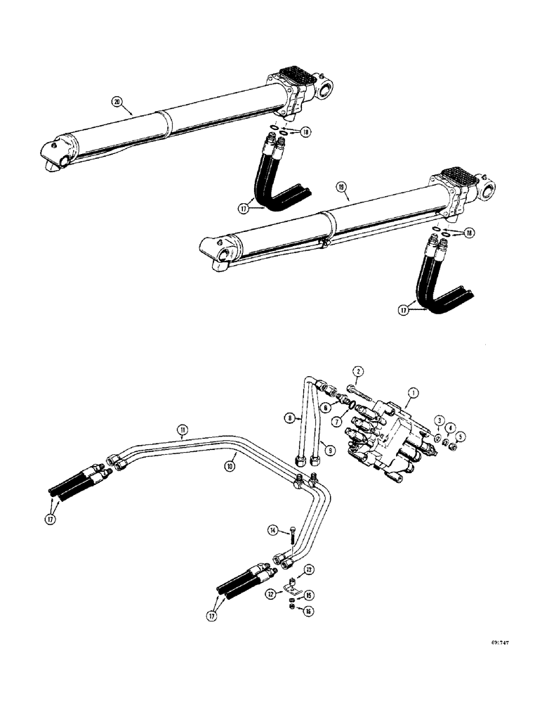 Схема запчастей Case W10B - (210) - LOADER HYDRAULICS, LIFT CYLINDER HYDRAULICS (08) - HYDRAULICS