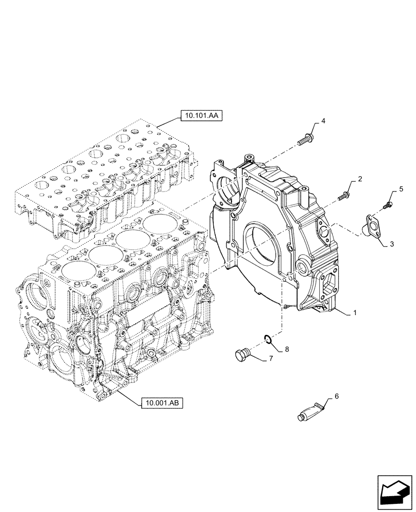 Схема запчастей Case F5CE5454B A005 - (10.103.AK) - FLYWHEEL HOUSING (10) - ENGINE