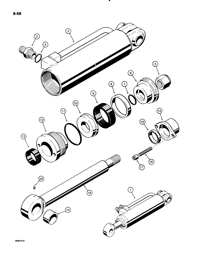 Схема запчастей Case W18B - (8-58) - A17668 AND A17669 CLAM CYLINDERS (08) - HYDRAULICS