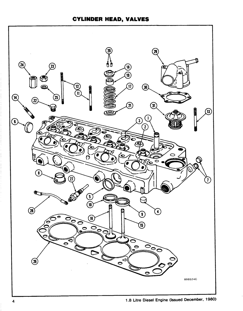 Схема запчастей Case CASE - (04) - CYLINDER HEAD, VALVES (02) - ENGINE