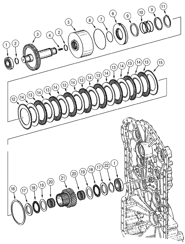 Схема запчастей Case 621C - (06-024) - TRANSMISSION CLUTCH ASSEMBLY, SECOND (06) - POWER TRAIN