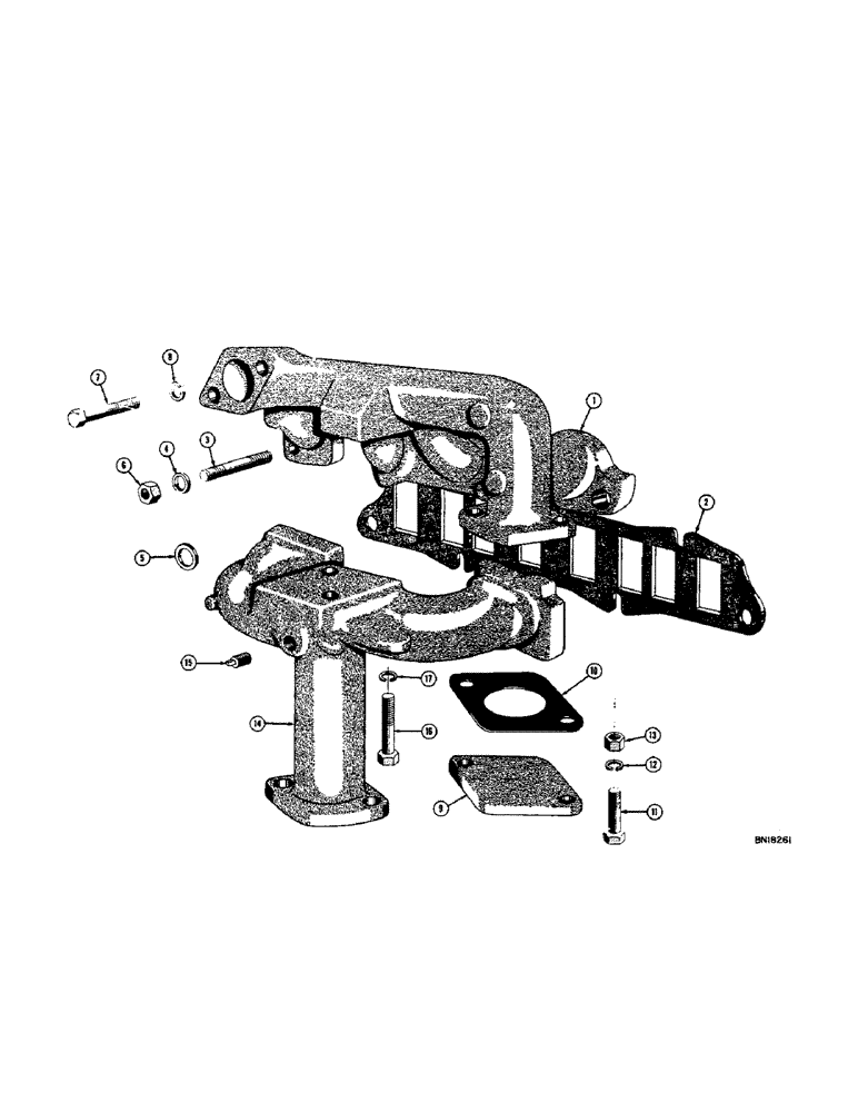 Схема запчастей Case 310C - (016) - MANIFOLD, WATER PUMP, FAN, FAN BELT, AND PULLEY (01) - ENGINE