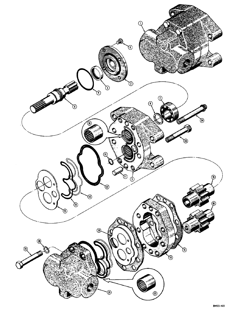 Схема запчастей Case 310C - (092) - D26066 HEAVY DUTY HYDRAULIC PUMP (19 G.P.M.) (07) - HYDRAULIC SYSTEM