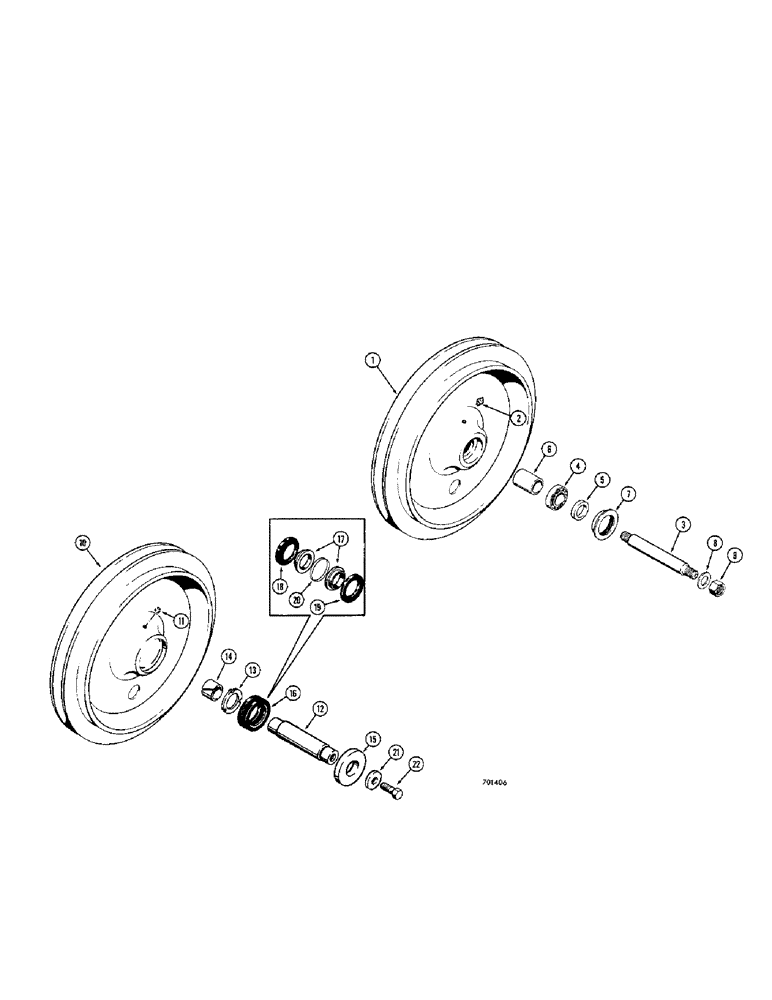 Схема запчастей Case 310G - (118[1]) - IDLER WHEEL - NON FACE SEAL (ALL MODELS EXCEPT 36" GAUGE) (04) - UNDERCARRIAGE