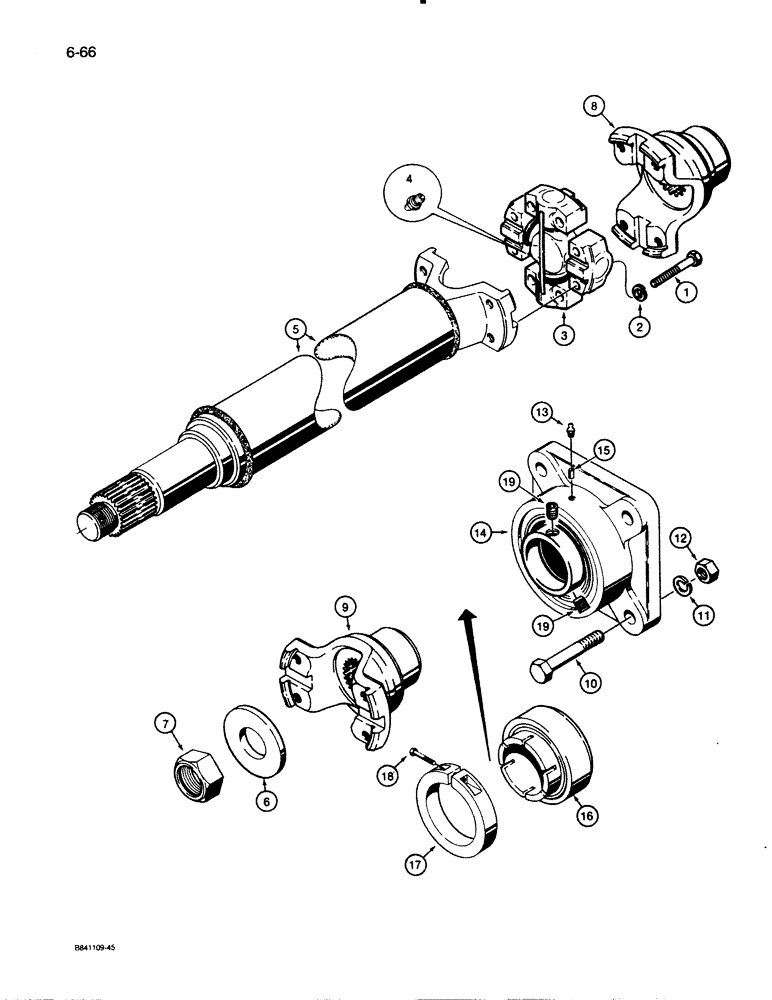 Схема запчастей Case W30 - (6-66) - FRONT AXLE DRIVE SHAFT, AXLE END (06) - POWER TRAIN