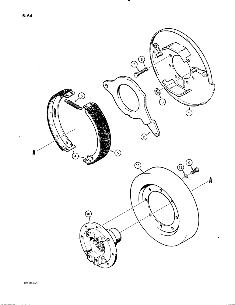 Схема запчастей Case W30 - (6-64) - PARKING BRAKE, USED ON MODELS WITH ZF TRANSMISSION (06) - POWER TRAIN