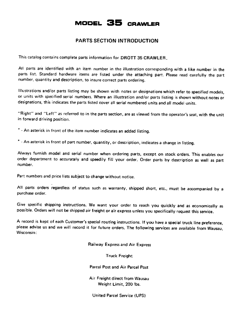 Схема запчастей Case 35YC - (005) - PARTS SECTION INTRODUCTION (00) - GENERAL