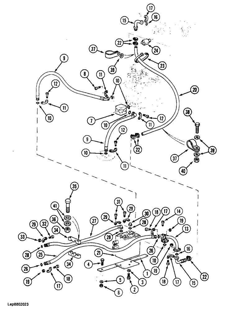 Схема запчастей Case 688 - (8-122) - HYDRAULIC HAMMER CIRCUIT, PRESSURE AND RETURN LINES (08) - HYDRAULICS