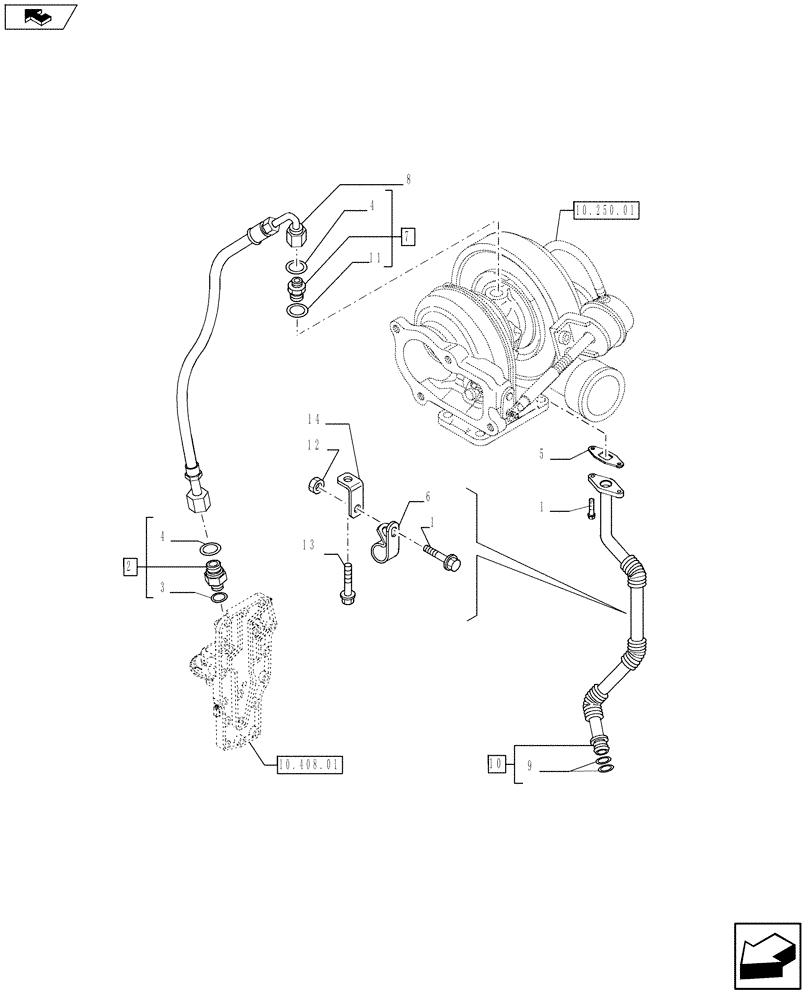 Схема запчастей Case F4HFE413H A001 - (10.304.05) - PIPING - ENGINE OIL (84528206) (10) - ENGINE