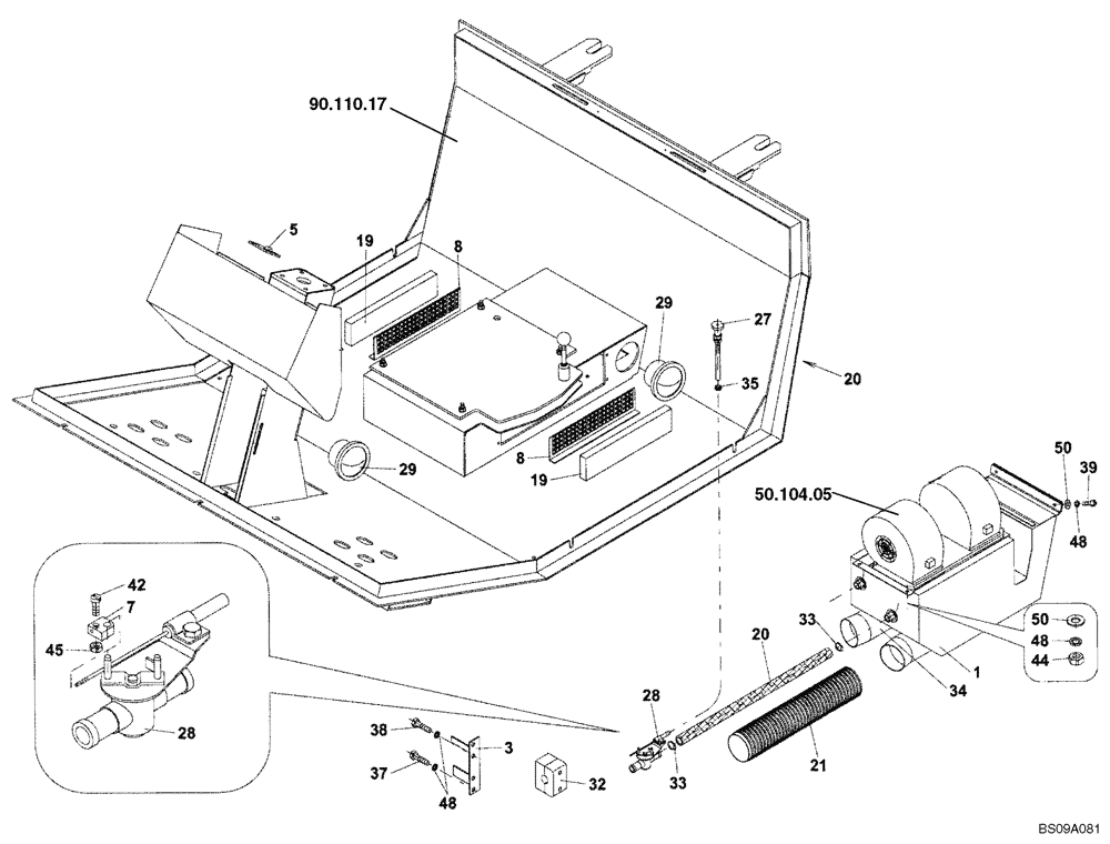 Схема запчастей Case SV212 - (50.100.01[01]) - HEATER INSTALLATION - BSN NANTC2083 (50) - CAB CLIMATE CONTROL