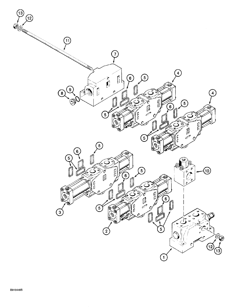 Схема запчастей Case 921 - (8-036) - LOADER CONTROL VALVE, FOUR-SPOOL, P.I.N. JEE0040188 AND AFTER (08) - HYDRAULICS