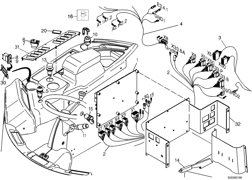 Схема запчастей Case 121E - (32.500[2991957000]) - ELECTRICAL SYSTEM OPERATORS CAB (55) - ELECTRICAL SYSTEMS