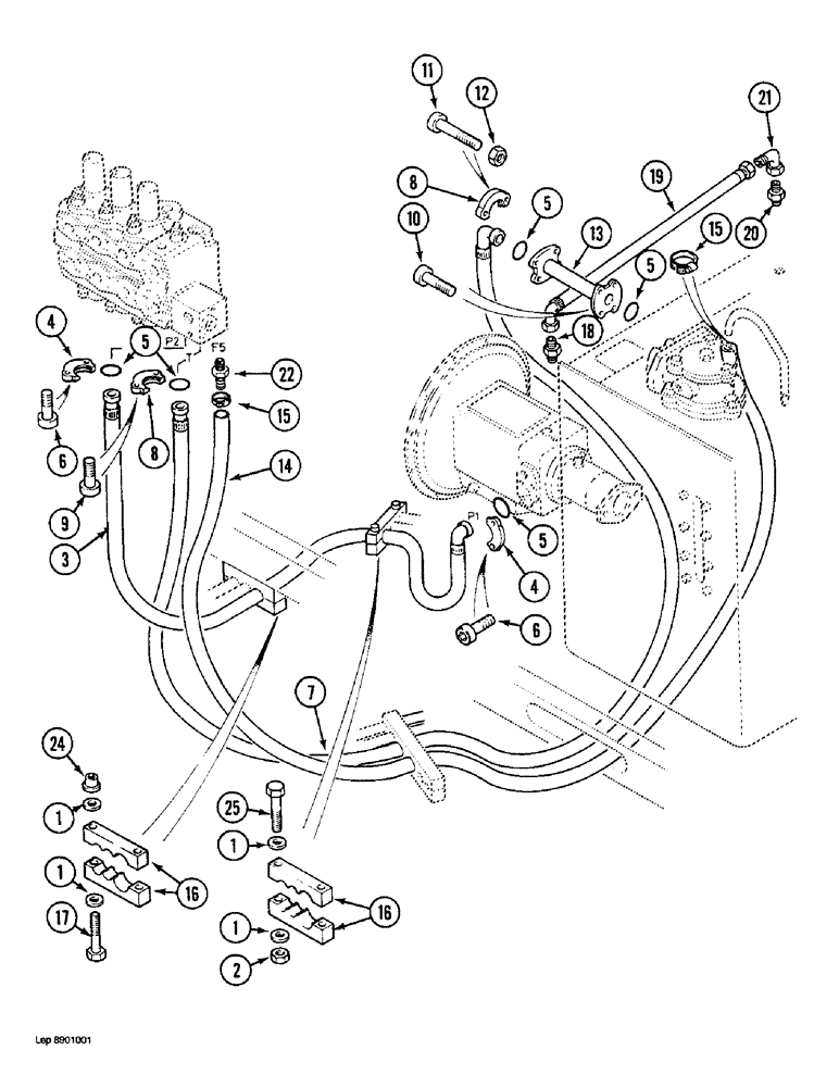 Схема запчастей Case 1088 - (8B-08) - HYD. PUMP LINES, PUMP TO ATTACHMENT CNTRL. VALVE P.I.N. FROM XXXXX- XXXXX, P.I.N. FROM 10690 - XXXXX (08) - HYDRAULICS