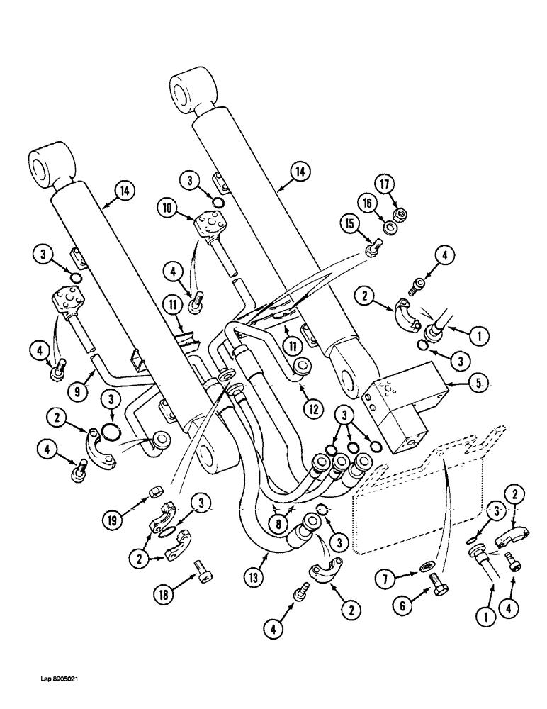 Схема запчастей Case 1088 - (8G-06) - BOOM CYLINDER CIRCUIT, HOSES AT CYLINDER - ROD END (08) - HYDRAULICS