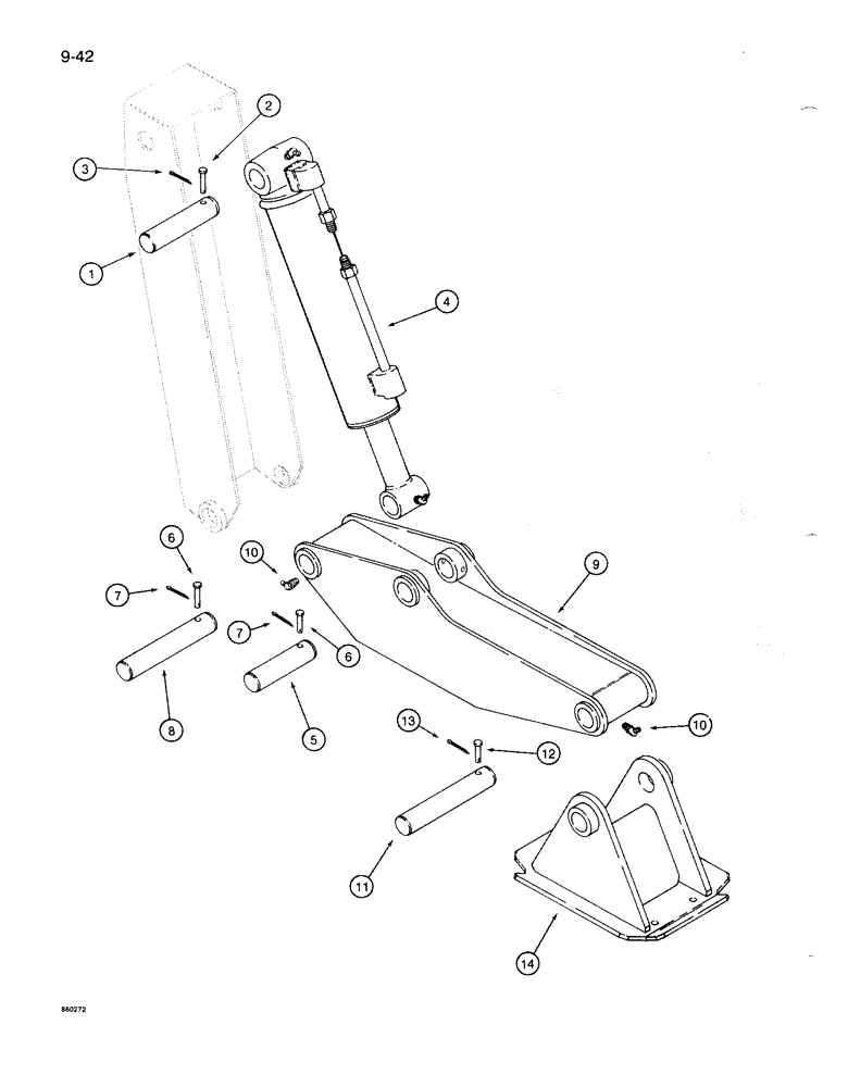 Схема запчастей Case 1085B - (9-042) - OUTRIGGER ARMS AND PLATES, LOGGER BOOM MODELS (09) - CHASSIS