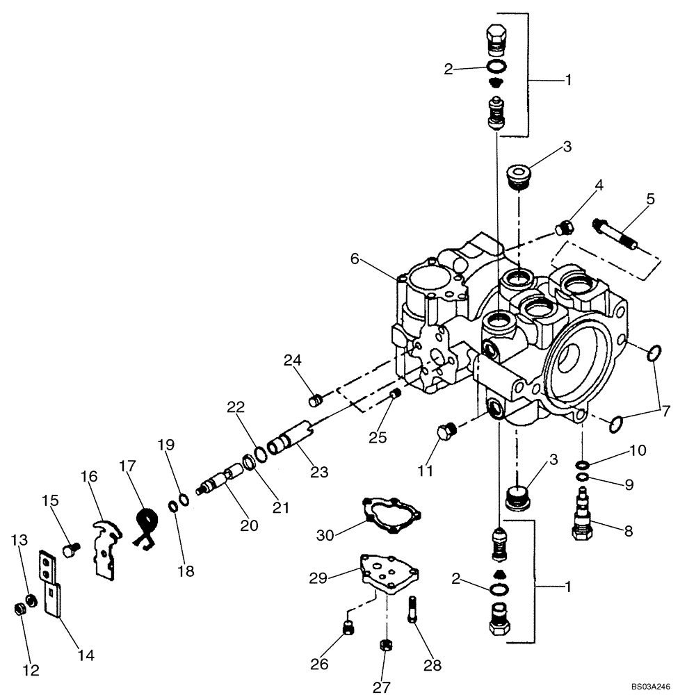 Схема запчастей Case 1840 - (06-09C) - TANDEM PUMP ASSEMBLY, JAF0343519 - (06) - POWER TRAIN